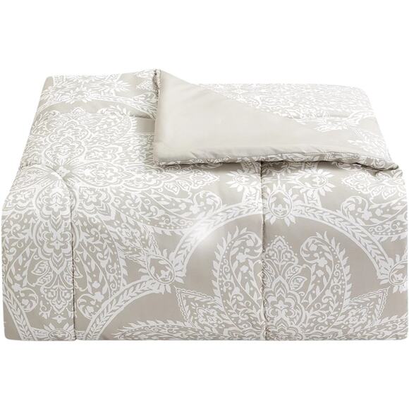 Sunham Neutral Damask 8 Pc Comforter Set Light Beige Queen - Picture 2 of 6